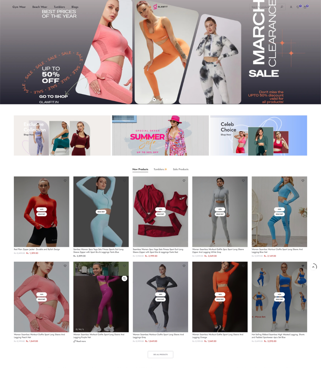 Glamfit Gym Wear Website Preview